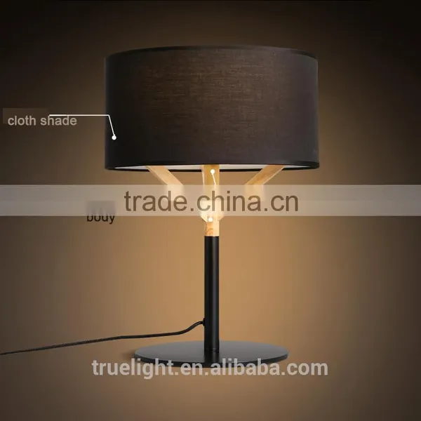 Wooden+steel E27*1 Table Lamp, Fabric /cloth Desk Light Contemporary Table Light Quality Choice photo-2