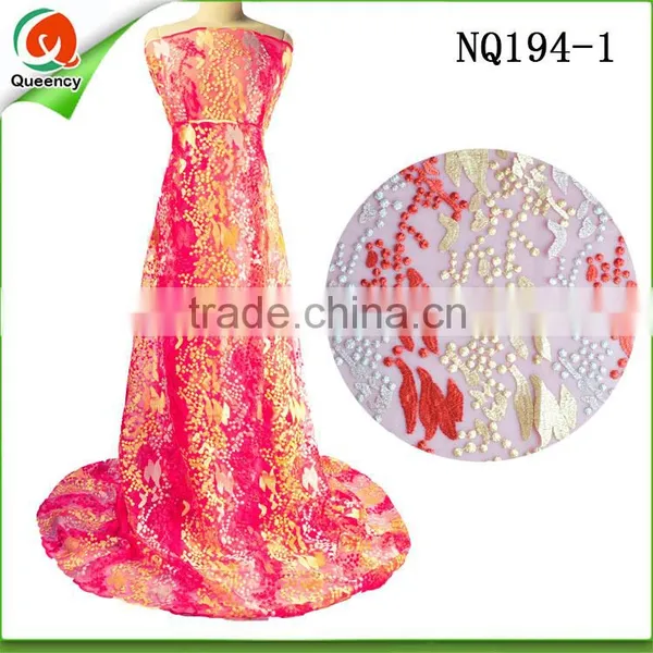 Guangzhou Lace African White French Lace Fabric With Stone NQ198-1 photo-4