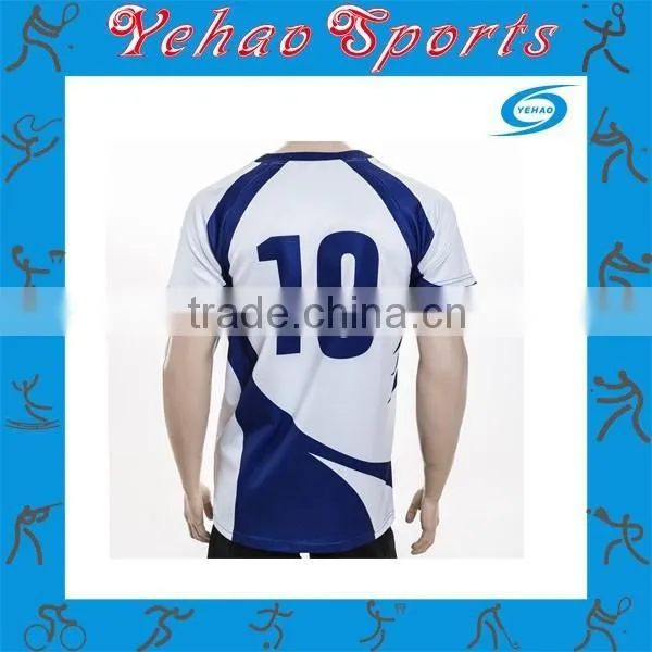 Custom Made Blue White Rugby Jersey With Logo and Number photo-2