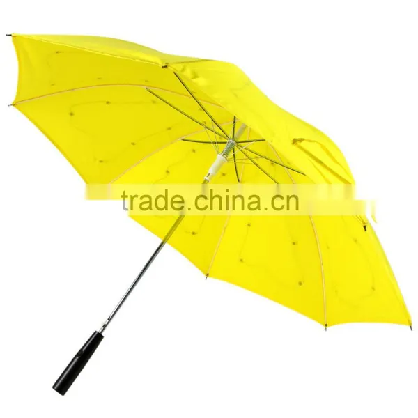 64LEDs Embeded Fully-automatic LED Light Rain Umbrella 23" 3Modes Flashlight Long-handled AAA Battery Torch Yellow Color photo-6