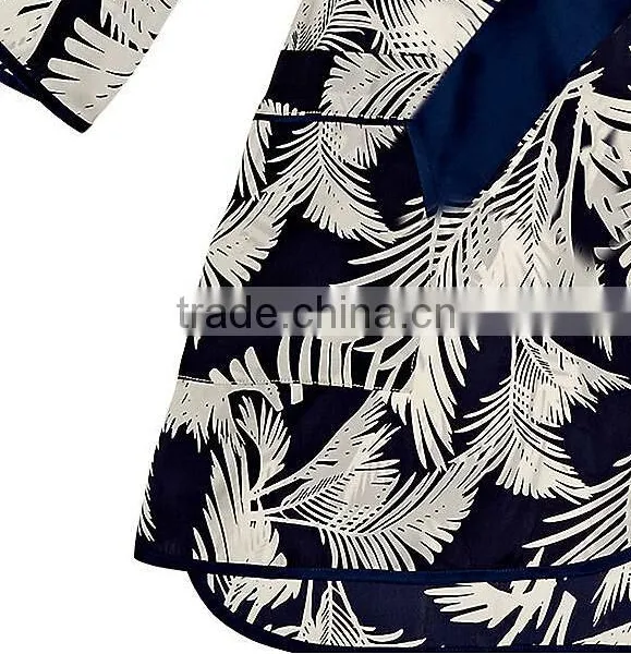 Cheap Custom Sexy Woman Short 100% Pure Printed Silk Charmeuse Night Sleeping Kimono Robe With Side Pockets photo-4