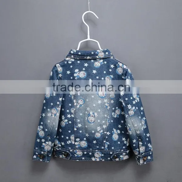 High Quality Kids Fashion Cotton Jacket Cute Cartoon Printed Denim Outwear photo-3