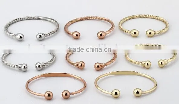 Hotsale Raw Brass Twist Cable Wire Terminal Magnetic Cuff Bangle Copper Magnetic Bracelet Wholesale photo-5