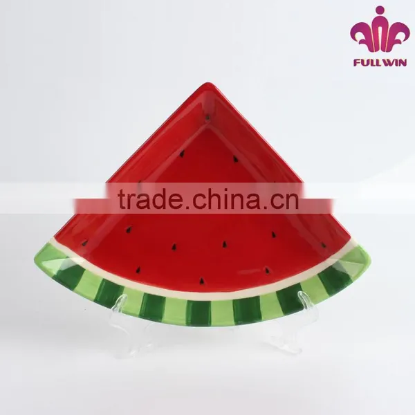 Cheap Bulk Ceramic Triangle Plate With Watermelon photo-3
