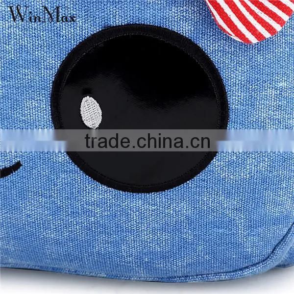 Korean Style Canvas Backpack Bag for Girls Bowknot Travel School Bag photo-4