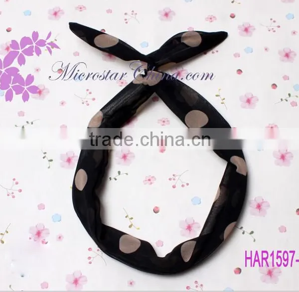 Stock Fashion Jewelry Rabbit Tiger Color Round Dot Stripe Lace Hairband For Girls photo-4