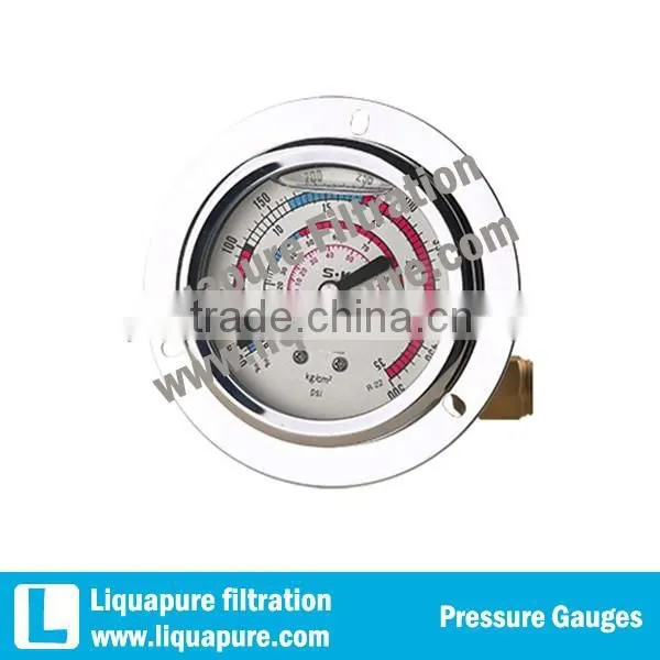 2" Center Mount Oil Filled Pressure Gauge With Edge