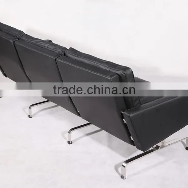 3 Seater Black Leather Sofa PK31 photo-3