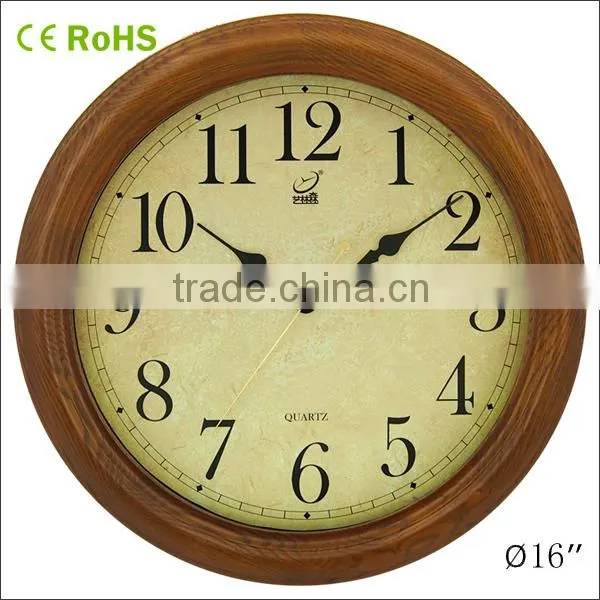 Flower Dial Quartz Analog Type Decorative Round Wooden Wall Clock Antique Wall Clock