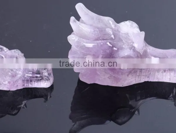 Carving Type Amethyst Crystal Dragon Head for Lucky Business