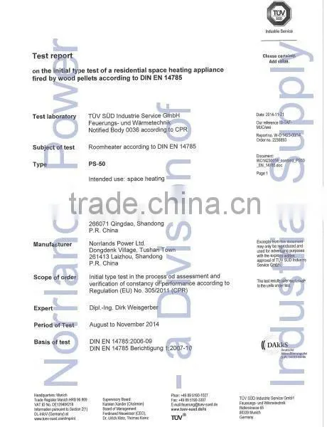 With CE,2015 EN14785 Stage 2 Test in Germany TUV-SUD,morden Cheap Wood Pellet Stove PS-50 photo-3