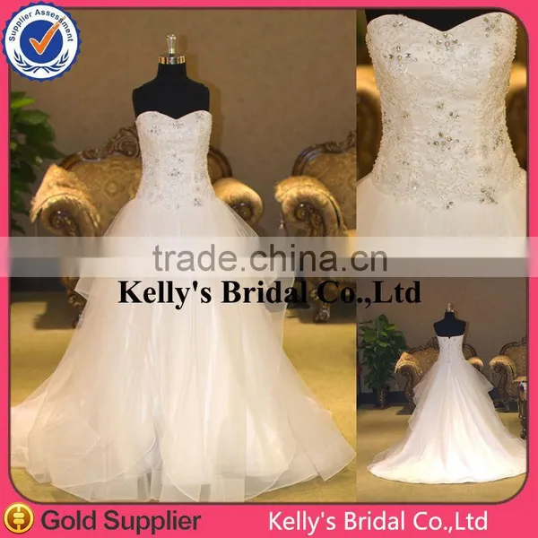 Sweat Heart Neck-line A-line Organza and May Beading Wedding Dress