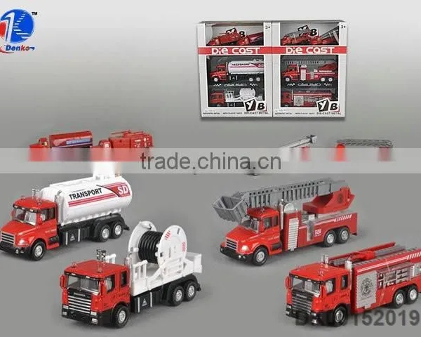 Pull Back Diecast Fire Trucks Realistic Modeling Structure Exquisite
