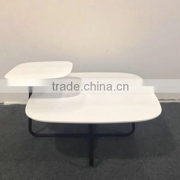 New Arrival Two Layer Square Matt White Painting Side Coffee Table photo-4