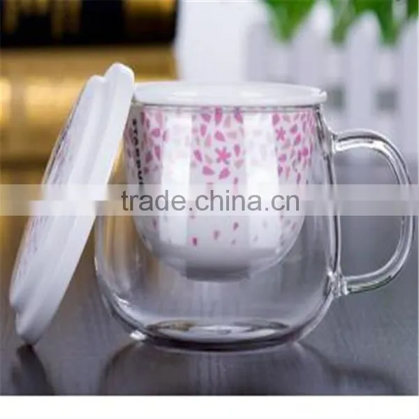 Creative Product Heat Resistant Borosilicate Glass Tea Cup With Ceramic Filters and Lid for Promotion photo-3