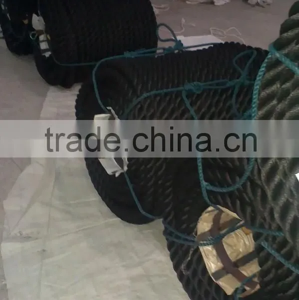 3 Plait Black Color Polypropylene Mooring Rope photo-2