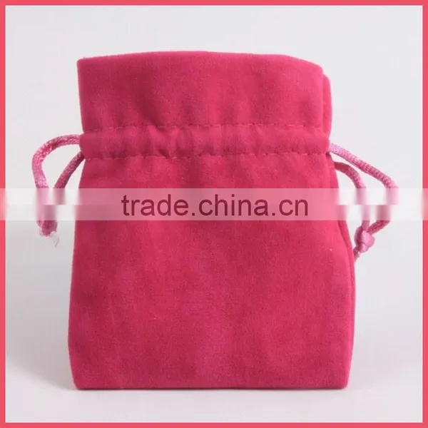 Colorful Plain Pink Jewelry Velvet Drawstring Bag Wholesale