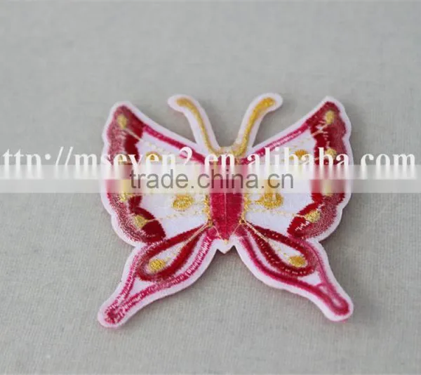 Fancy Design 7*8cm Cotton Embrodidery Trim Patch in Pink Butterfly Design for Garment photo-5