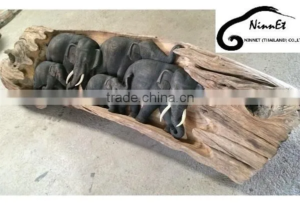 Wood Carved Elephant From Thailand photo-2
