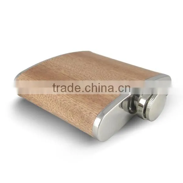 Wholesale Custom Design Stainless Steel Hip Flask With Real Wooden Wrap photo-5