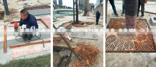 FO-9T01 Popular High Quality Corten Steel Tree Perforated Strainer, Tree Pool Cover 2017 photo-3