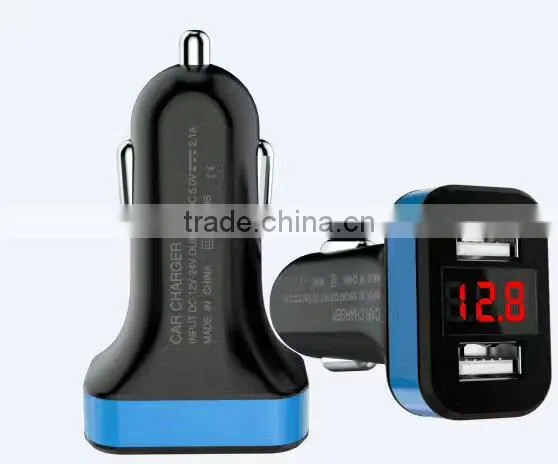 5V 1A 2.1A Dual Usb Car Charger With Led Digital Indicate photo-2