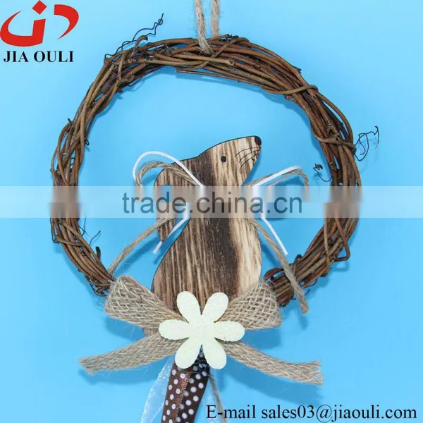 Cheap Easter Decorations With Rabbit Rattan Easter Wreath Hanger photo-2