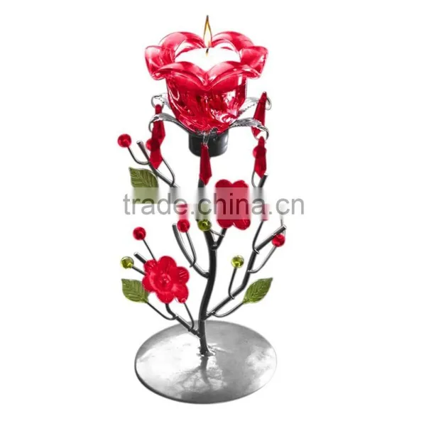 Red Rose Tea Candle Holder Stand Candleholder photo-2