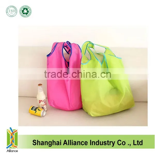 Cheap Reusable Colorful 190T Nylon Foldable Shoulder Shopping Bags With Pocket photo-2