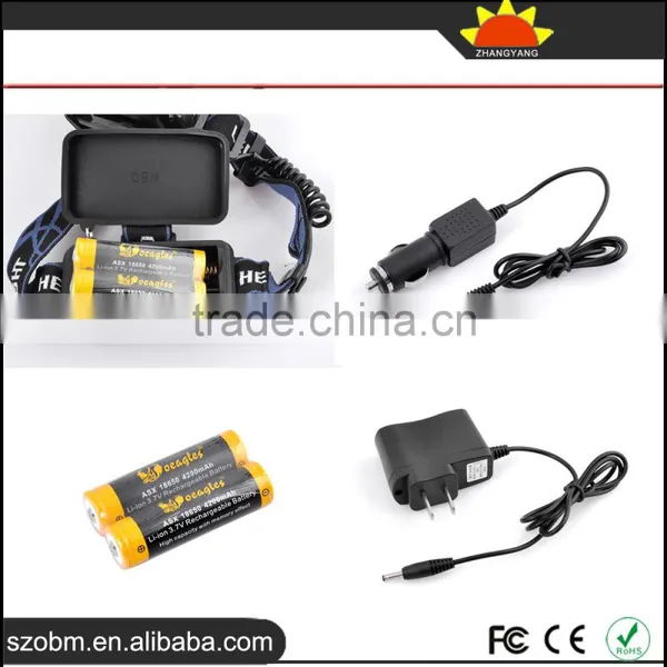 New Arrival High Quality XML T6 LED 2000 Lm Zoomable LED Rechargeable Headlamp With 18650 Batteriy,charger and Car Charger photo-5