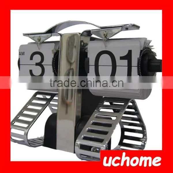UCHOME Robot Shaped Metal Digital Auto Flip Page Clock Desktop Decorative Clock photo-2