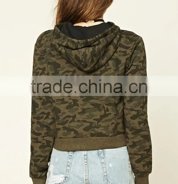 Sexy Wholesale Hoodie Sweatshirt Fleece Knit Crop Top Long Sleeve Camo Print Hoodie For Women Fashion Wear 5xl photo-4