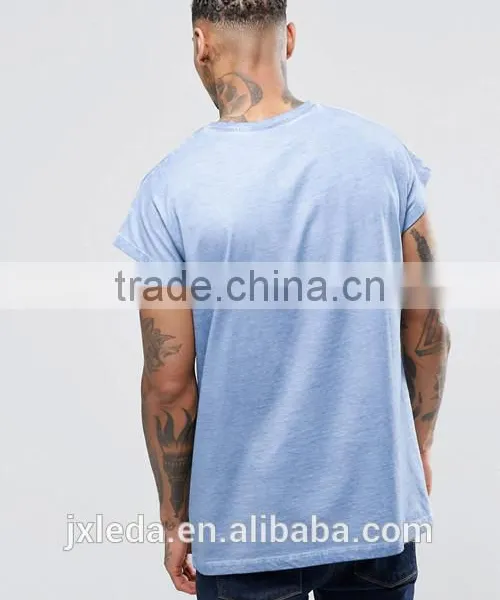OEM Custom Men Newest Design Fashion Distressed Oversized Sleeveless T-shirt/tee Shirt photo-2