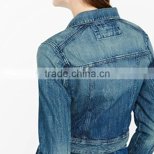 New Design Washed Denim Woman Fashion Spring Jacket photo-3