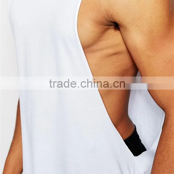 Mens Plain White Tank Top Custom Open Side Tank Top photo-4