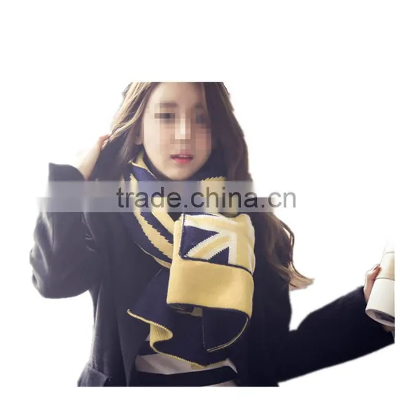 Autumn and Winter Latest Design British Flag Design Knit With Pocket Couple Knit Scarf photo-2