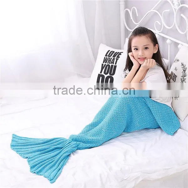 Spring Bedding Sofa Mermaid Blanket Wool Knitting Fish Style Little Tail Blankets Warm Sleeping Child Kids Princess Loves Gift photo-6