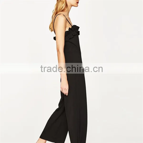 2017 Latest Fashion Custom Design Cropped Ruffled Evening Jumpsuit photo-5