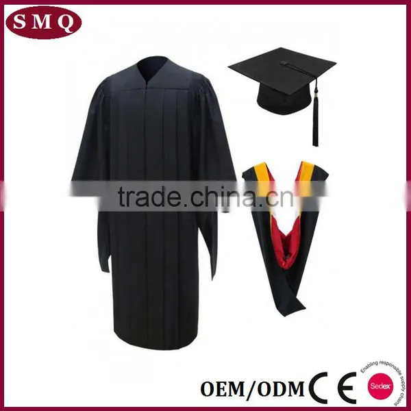 China Factory Custom Graduation Ceremony Dresses Black Master Graduation Gown photo-2