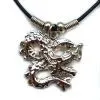 Pewter Silver Dragon Pendant Necklace