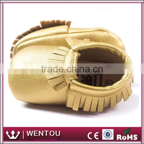 Wholesale Gold Leather Baby Moccasins photo-3