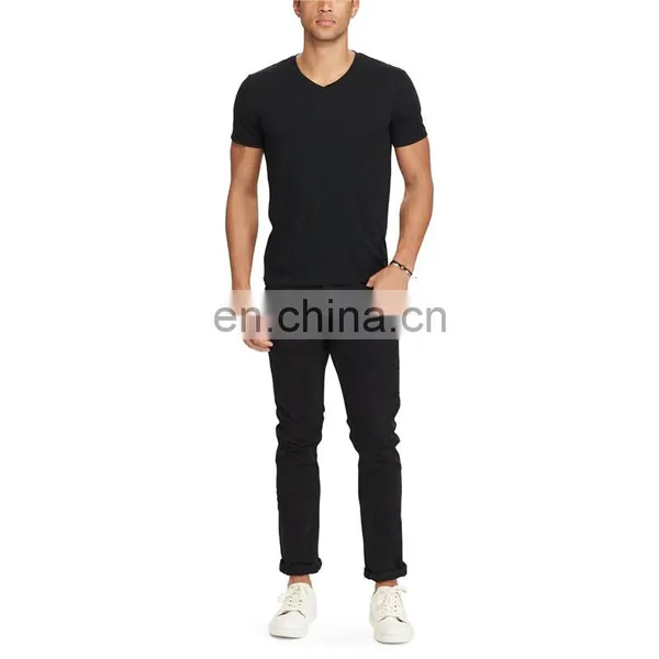 Short Sleeve Style T-shirt 100% Cotton Jersey 30/1 With V-neck photo-3