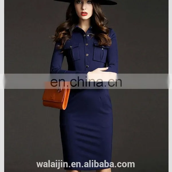 Long Sleeve Pocket on Chest Collar Design High End Woman Communion Dress photo-6