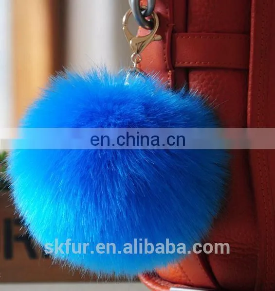 Handmade Colorful Faux Fur Pom Pom Keychain photo-6