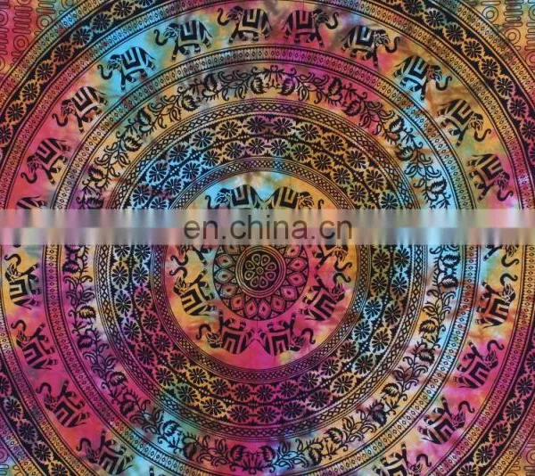 Indian Elephant Tie Die Mandala Decor Cotton Handmade Hippy Queen Wall Hanging, Tapestry, Decorative Bedspread Throw photo-3