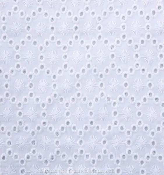 White 100% Cotton Swiss Voile Lace Custom Fabric Embroidery photo-2