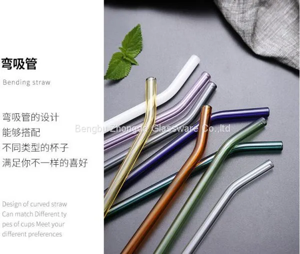 Recyclable Clear & Colored Customization 8mmx200mm Custom Logo Glass Drinking Straw Custom Glass Straw photo-4