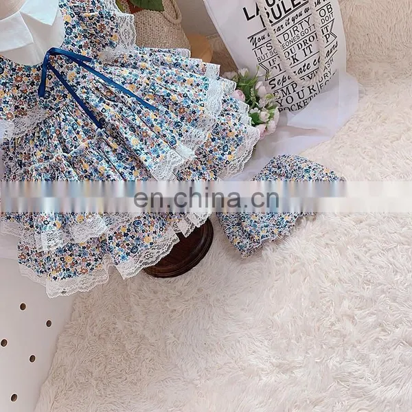Spanish Lolita Girls Princess Dress Lace Stitching Sleeves Print Dress for Girl Birthday Party Easter Vestidos photo-4