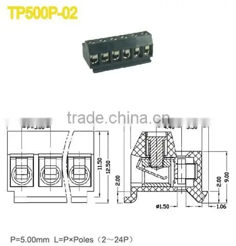 Termin Block Female Plug-in / Pluggable Terminal Block Connector Pitch 5.00mm 2P-24P 300V 18A photo-2
