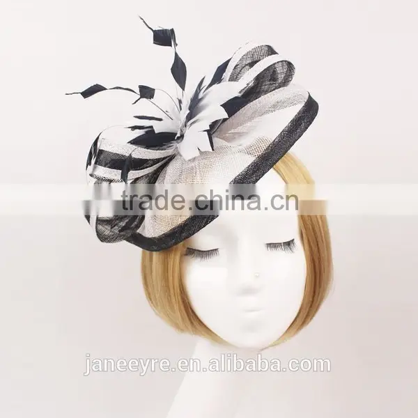 Wholesale Party/Church/Races White/Black Sinamay Base Fascinator Hat